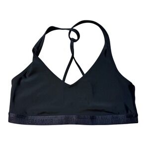 Under Armour Sports Bra Womens S Black HeatGear Strappy Racerback 1259961 Active